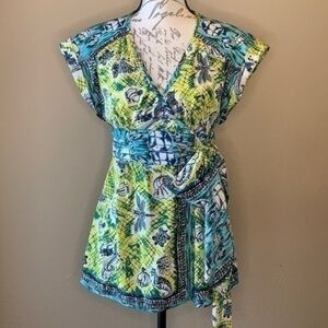Nanette Lepore silk wrap sash tie cap sleeve top 2